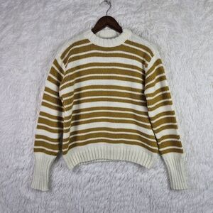 Rue Stiic S Tan White Striped Wool Blend Chunky Sweater Oversized Anthropologie